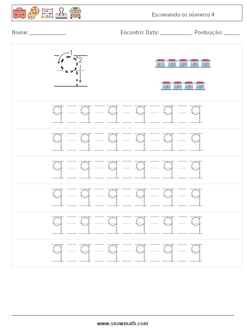 Escrevendo os números 4 planilhas matemáticas 17