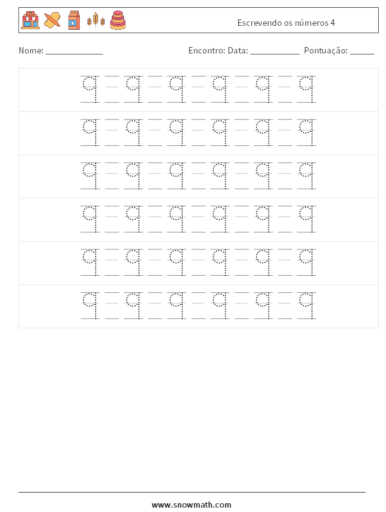 Escrevendo os números 4 planilhas matemáticas 18