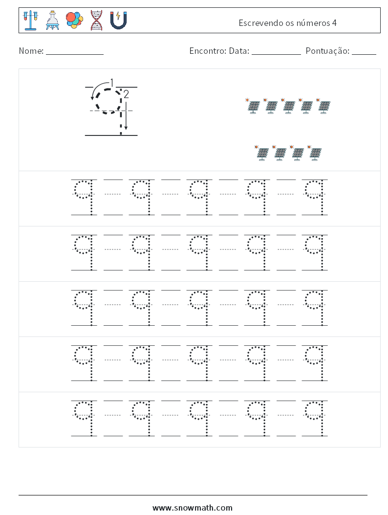 Escrevendo os números 4 planilhas matemáticas 21