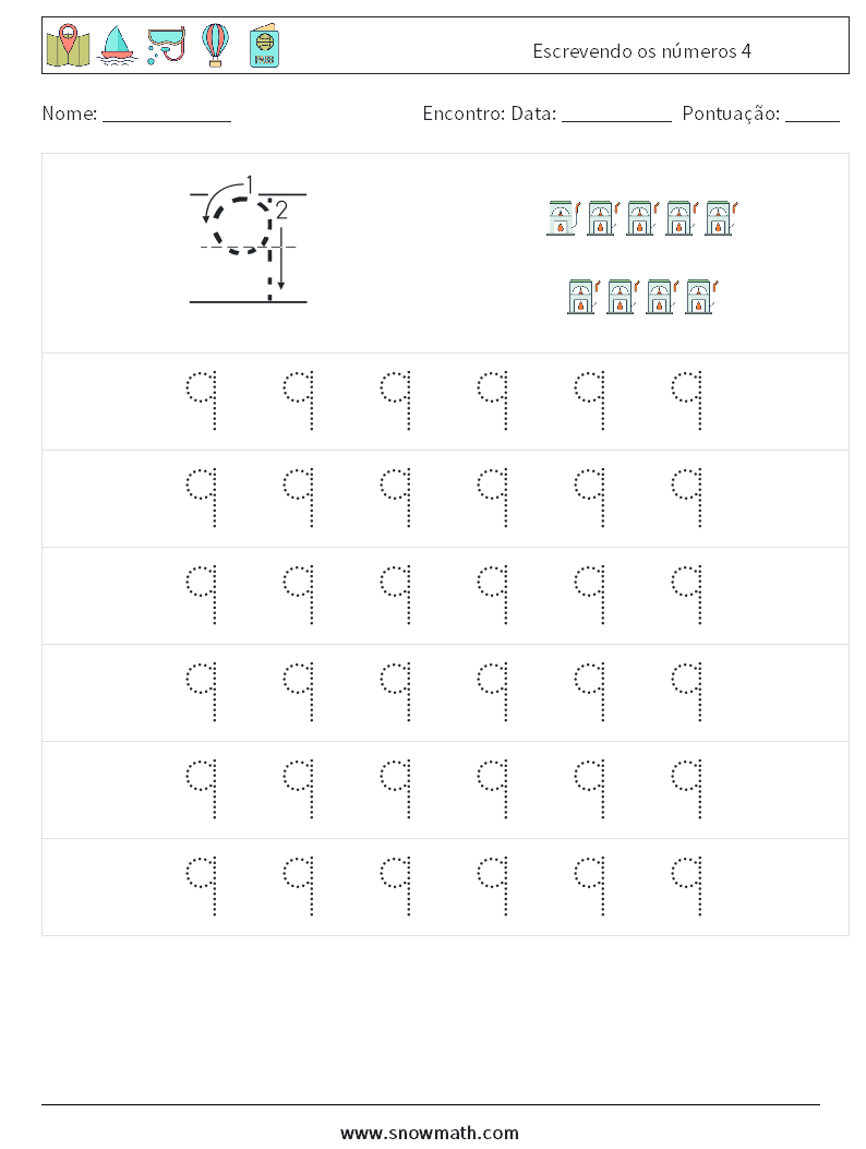 Escrevendo os números 4 planilhas matemáticas 5