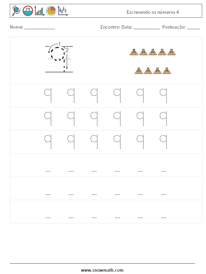 Escrevendo os números 4 planilhas matemáticas 7