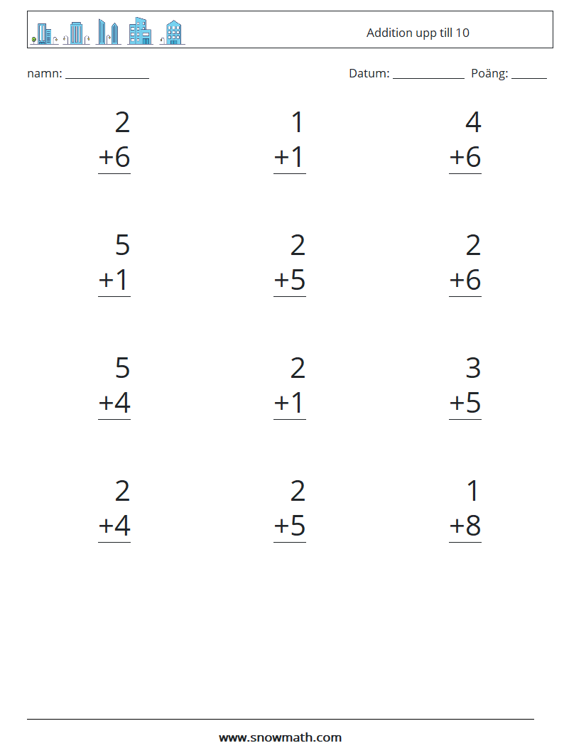 (12) Addition upp till 10 Matematiska arbetsblad 9