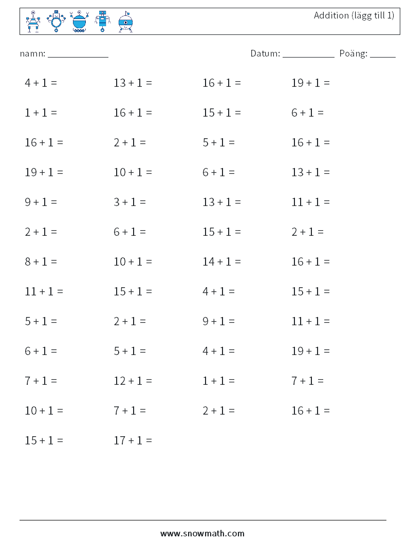 (50) Addition (lägg till 1)