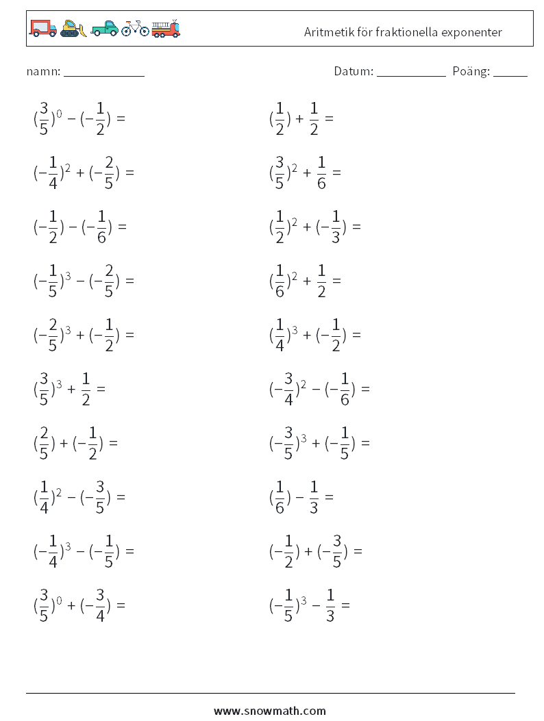 Aritmetik för fraktionella exponenter