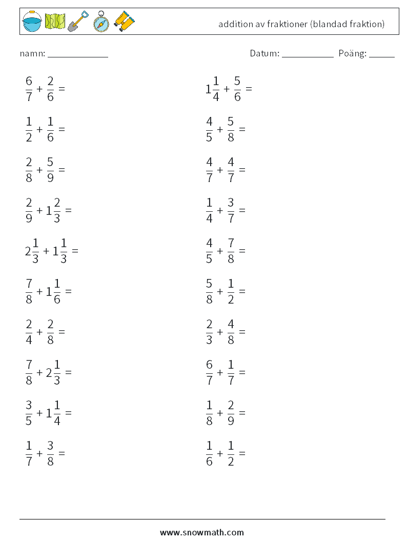 (20) addition av fraktioner (blandad fraktion)