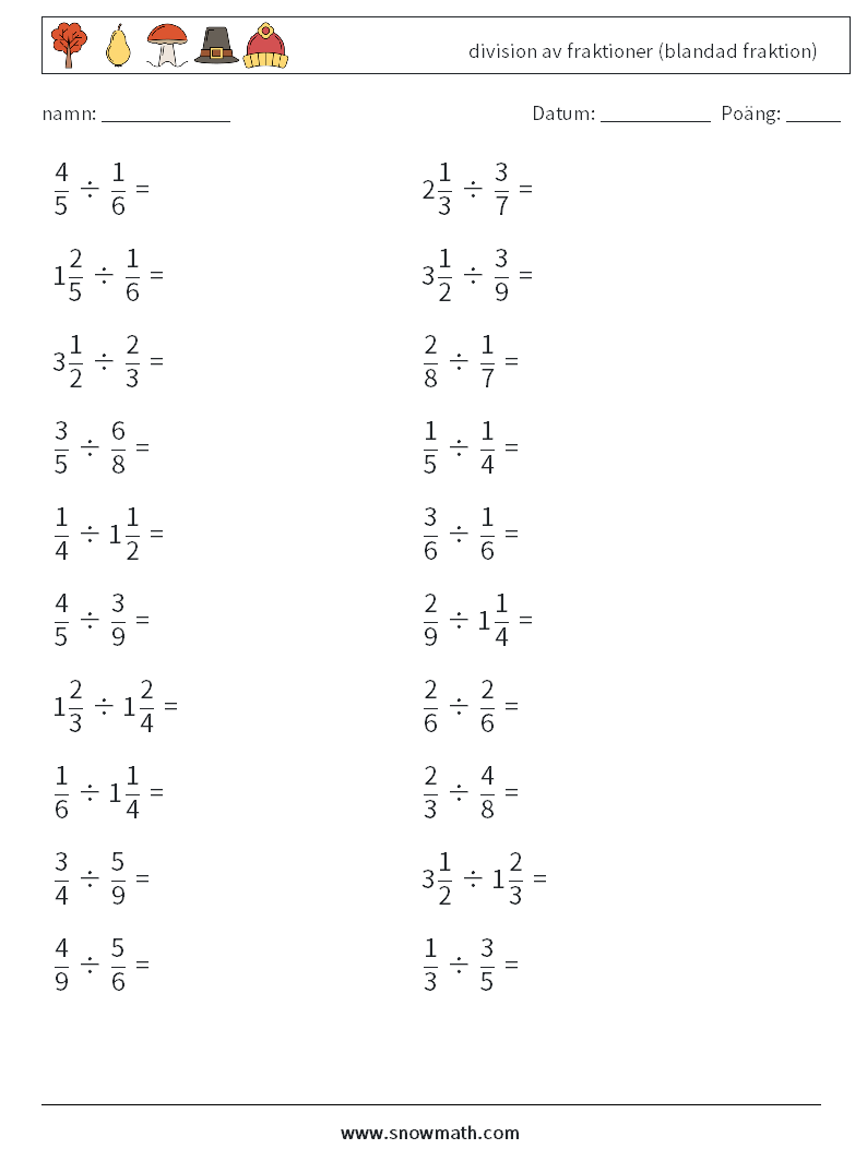 (20) division av fraktioner (blandad fraktion)