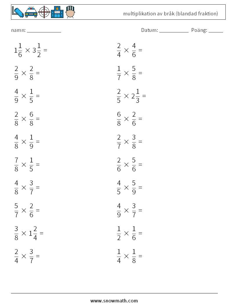 (20) multiplikation av bråk (blandad fraktion)