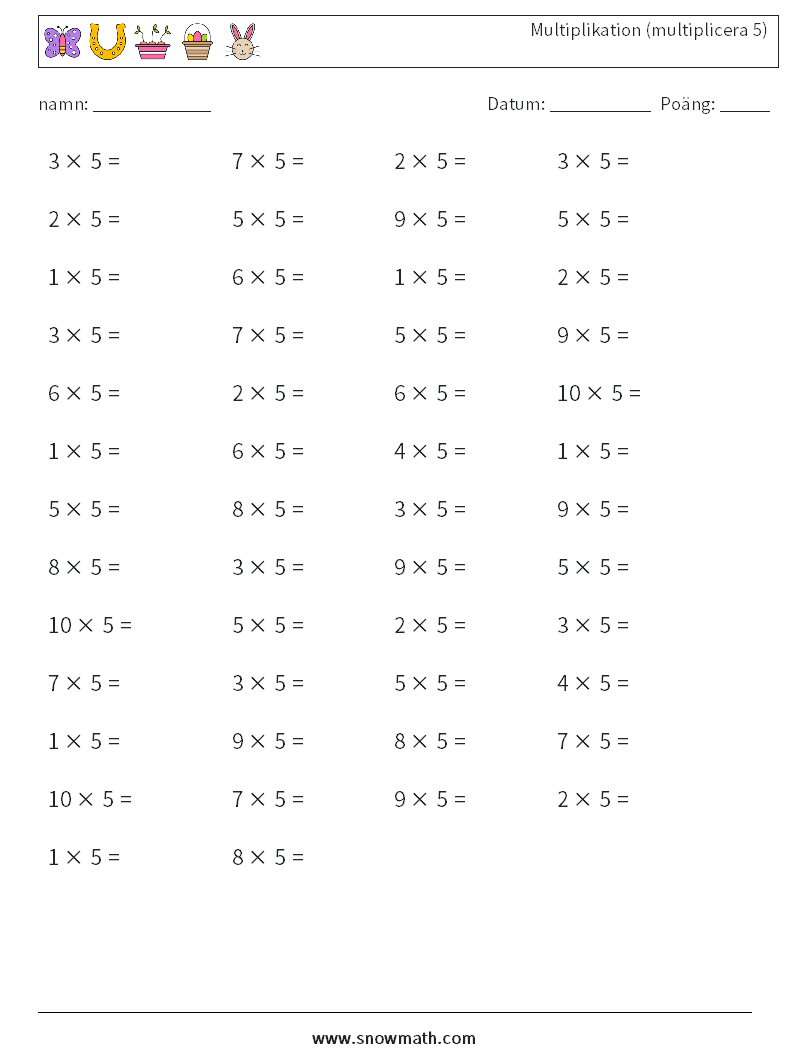 (50) Multiplikation (multiplicera 5)