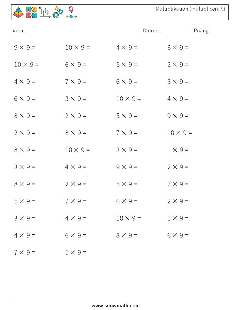 (50) Multiplikation (multiplicera 9)