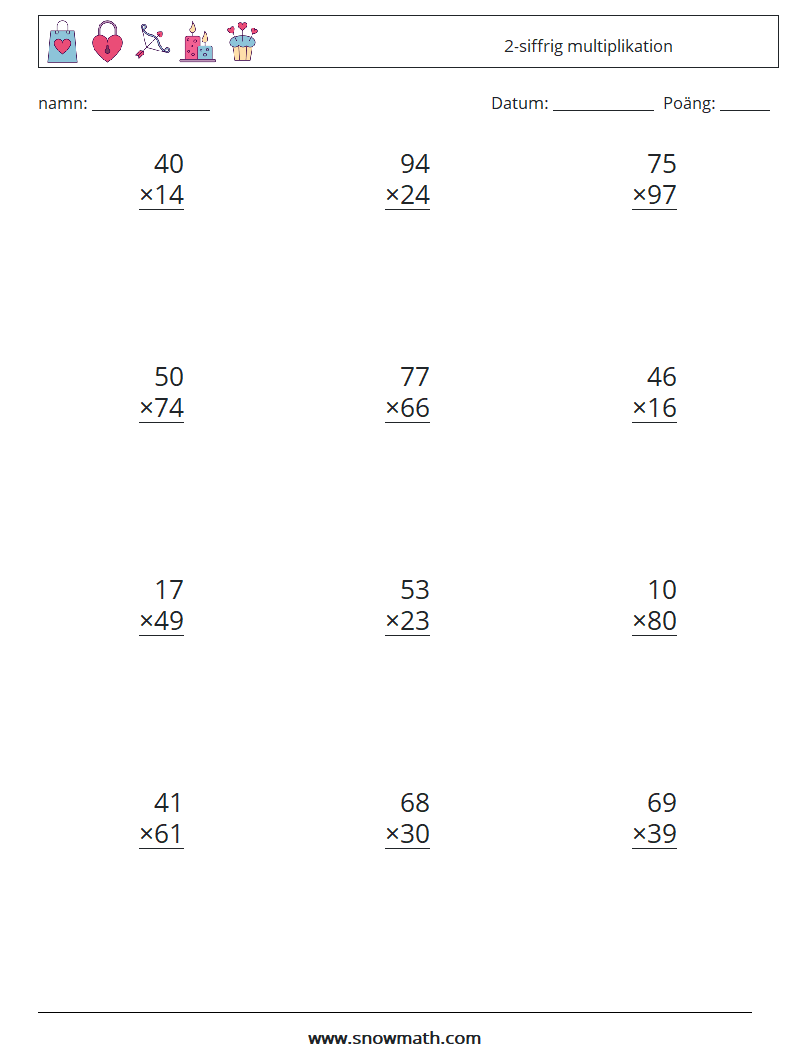 (12) 2-siffrig multiplikation