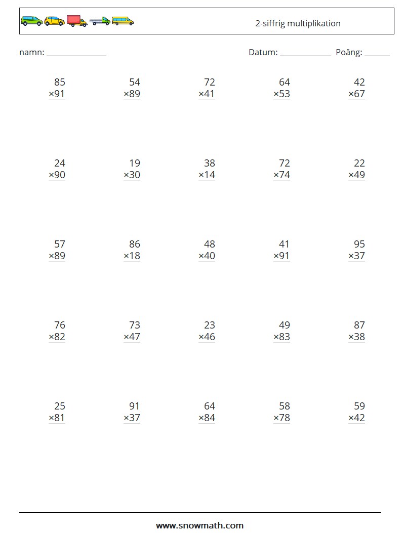 (25) 2-siffrig multiplikation