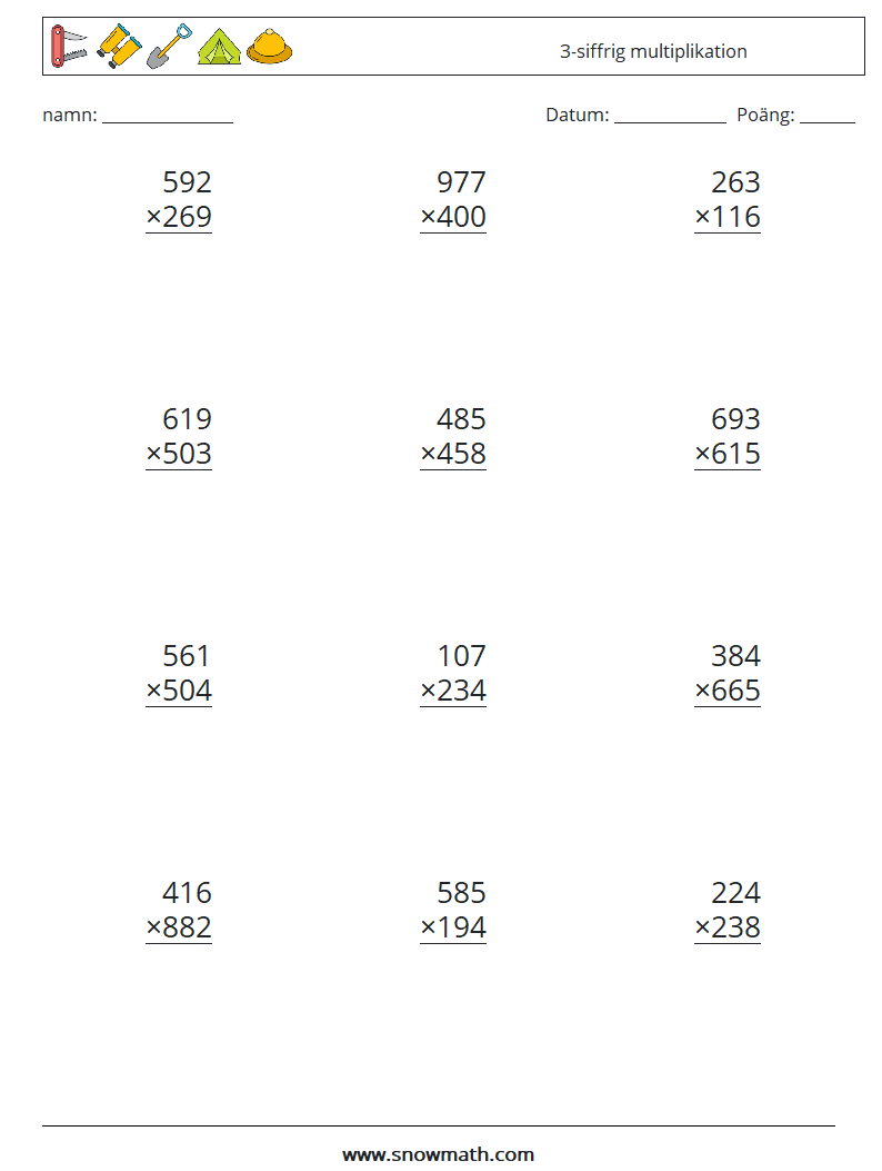 (12) 3-siffrig multiplikation