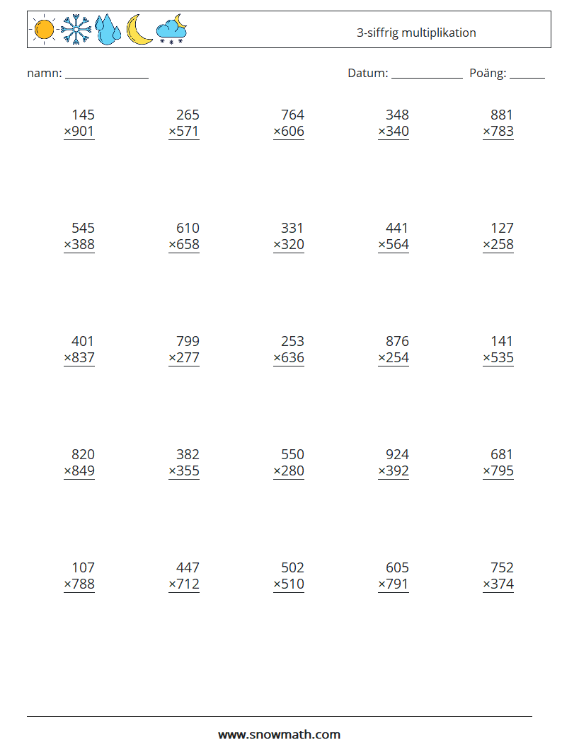 (25) 3-siffrig multiplikation