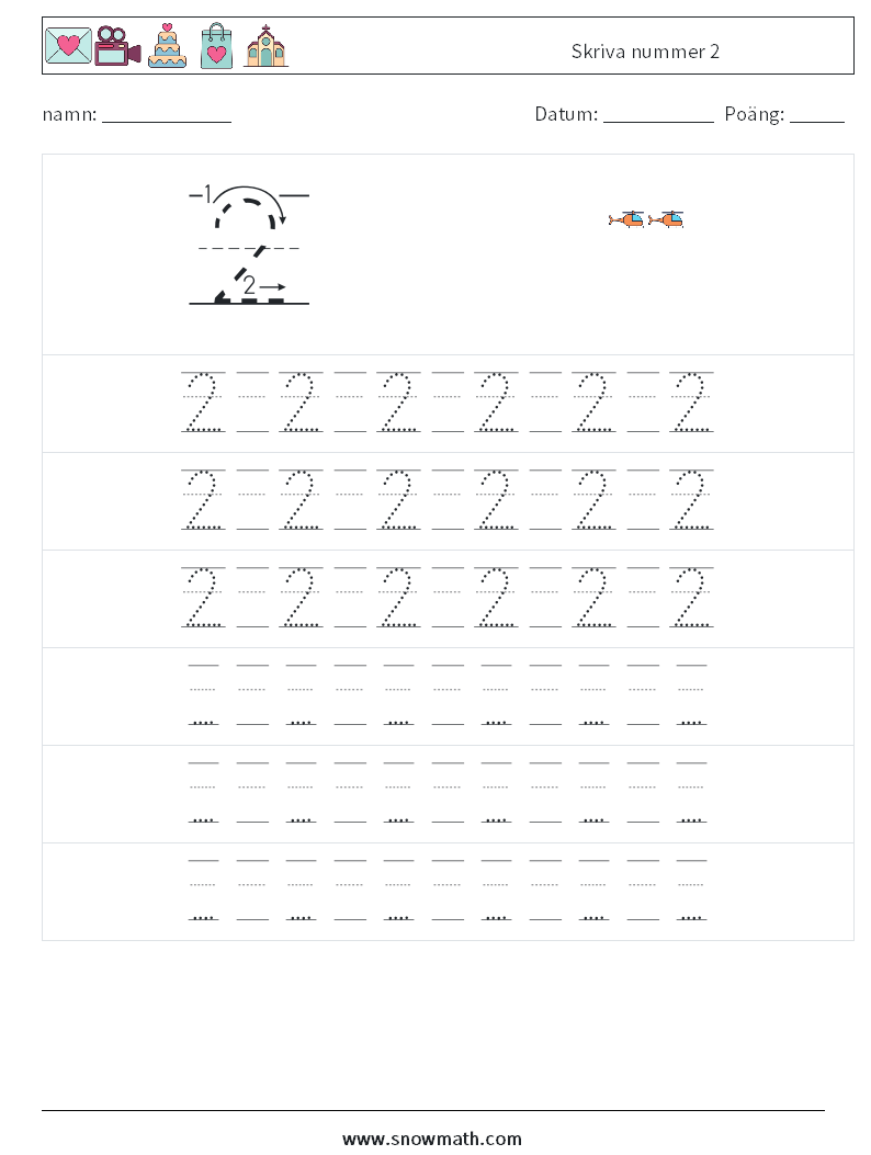 Skriva nummer 2 Matematiska arbetsblad 19