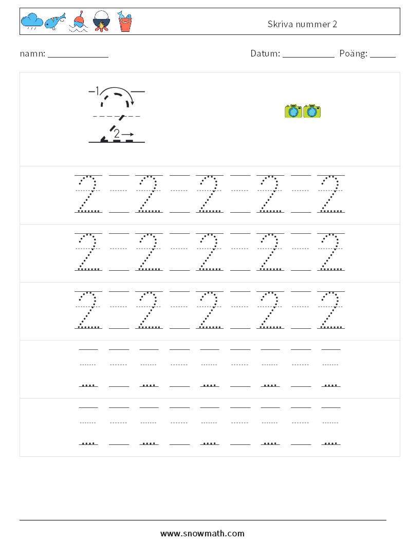 Skriva nummer 2 Matematiska arbetsblad 23