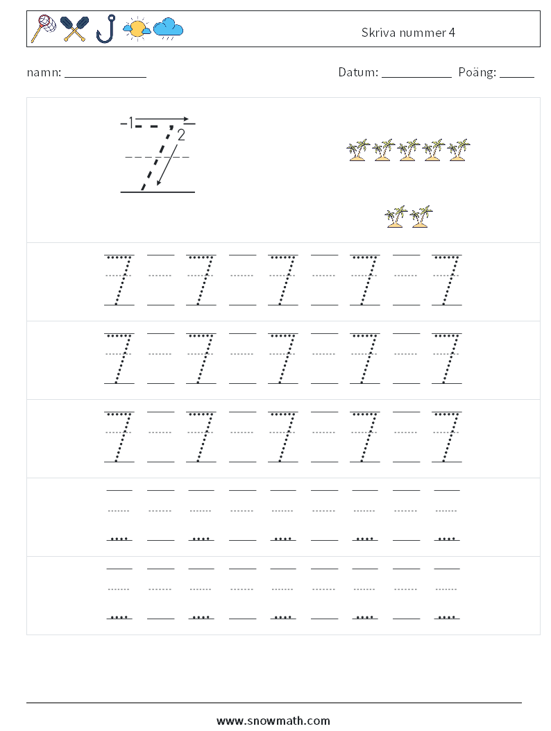 Skriva nummer 4 Matematiska arbetsblad 23