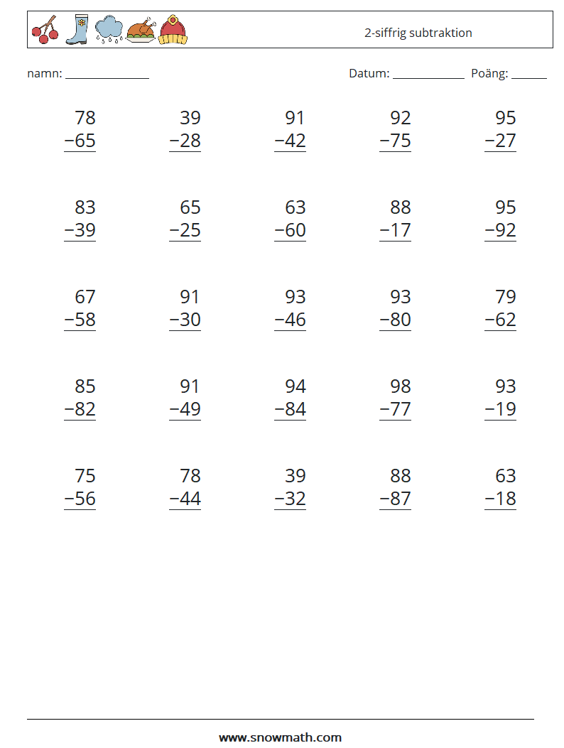 (25) 2-siffrig subtraktion