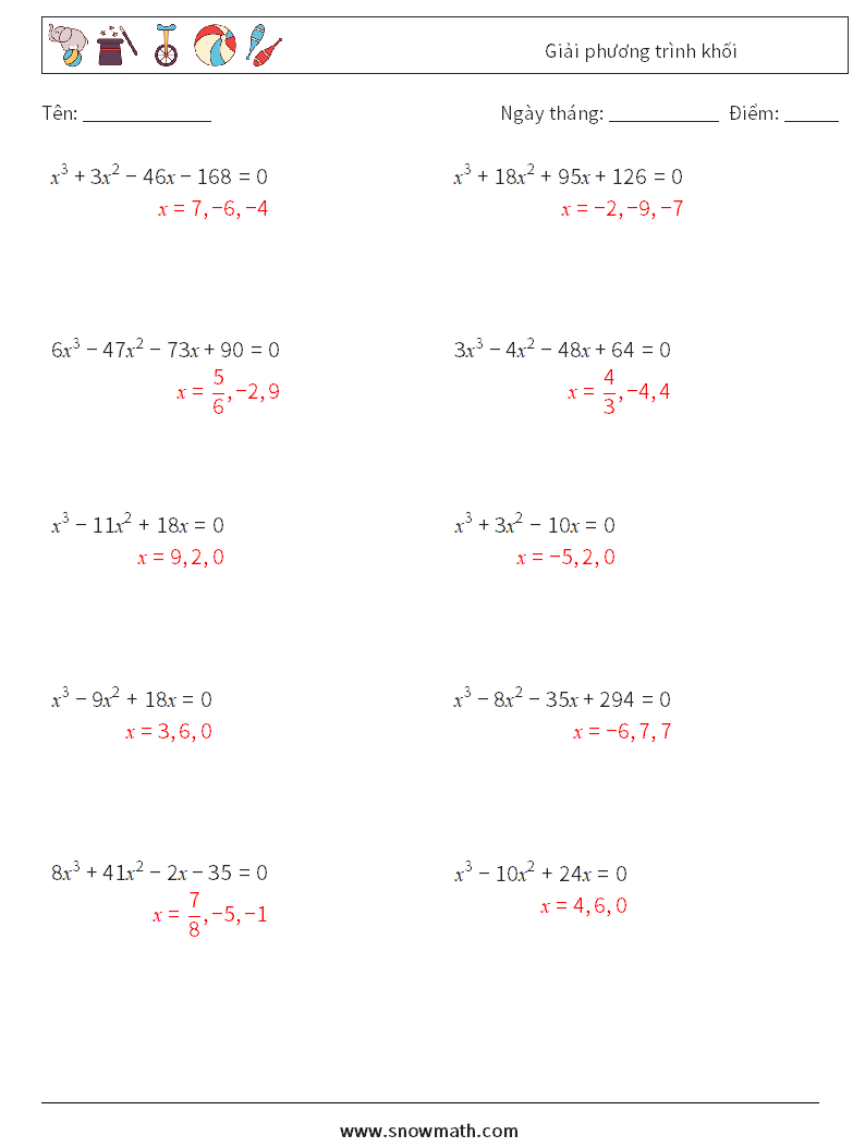 Giải phương trình khối Bảng tính toán học 2 Câu hỏi, câu trả lời
