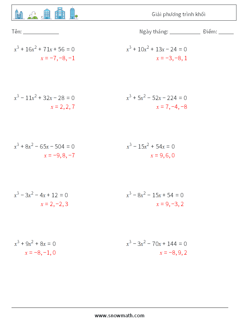 Giải phương trình khối Bảng tính toán học 3 Câu hỏi, câu trả lời