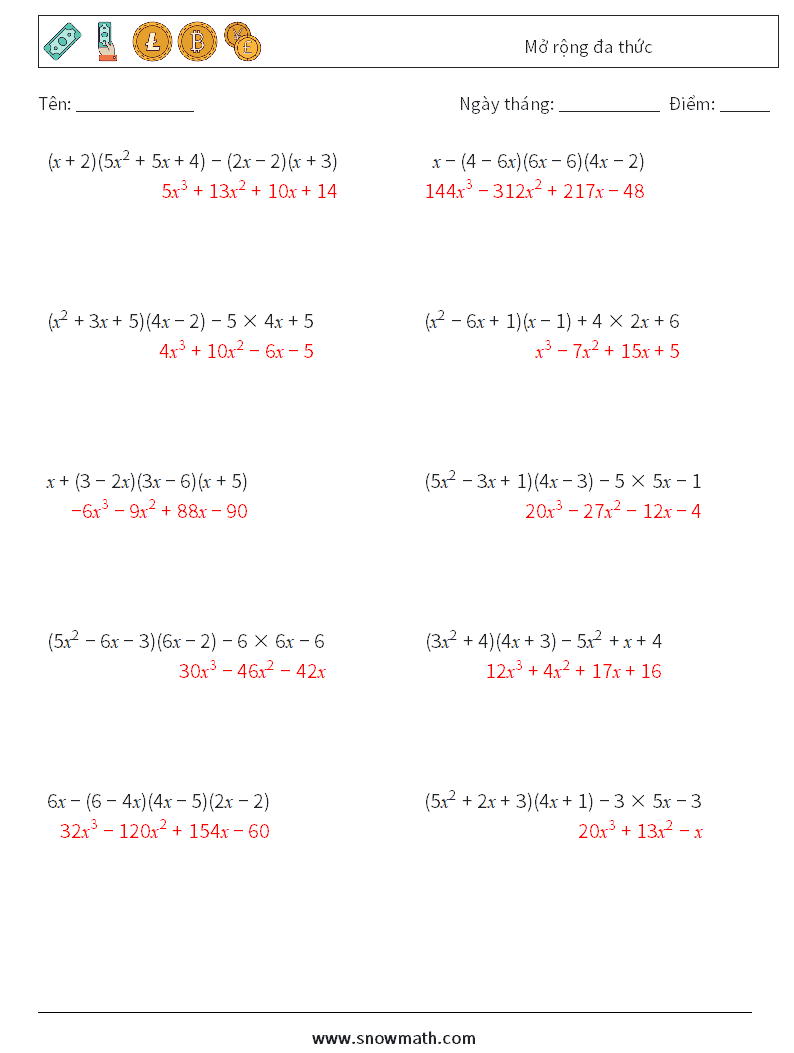Mở rộng đa thức Bảng tính toán học 3 Câu hỏi, câu trả lời