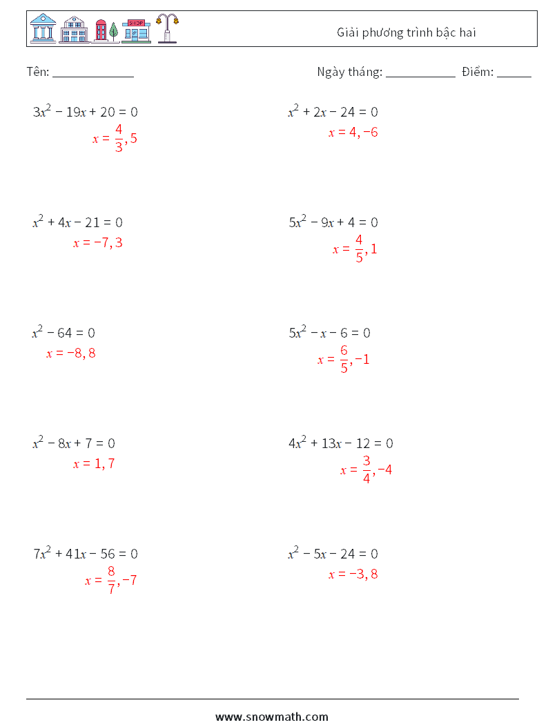 Giải phương trình bậc hai Bảng tính toán học 9 Câu hỏi, câu trả lời