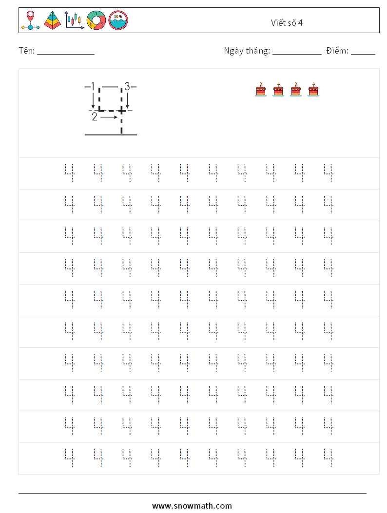 Viết số 4