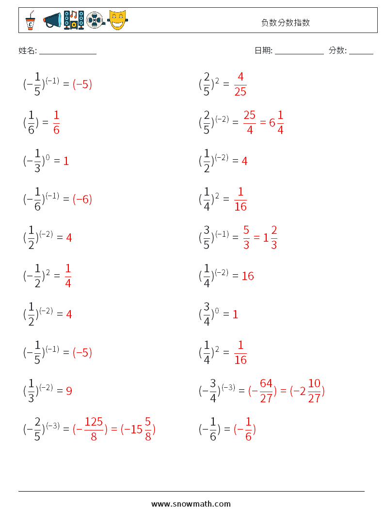 负数分数指数 数学练习题 1 问题,解答