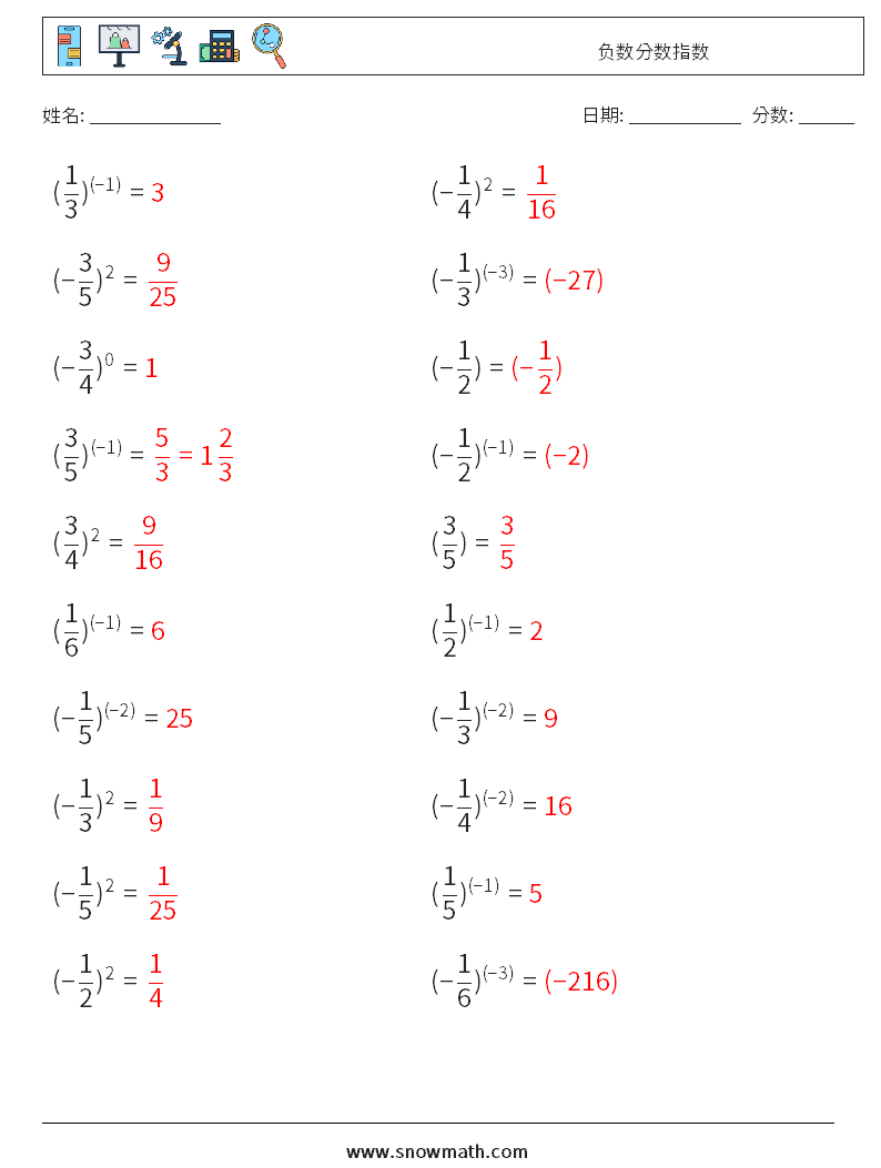 负数分数指数 数学练习题 6 问题,解答