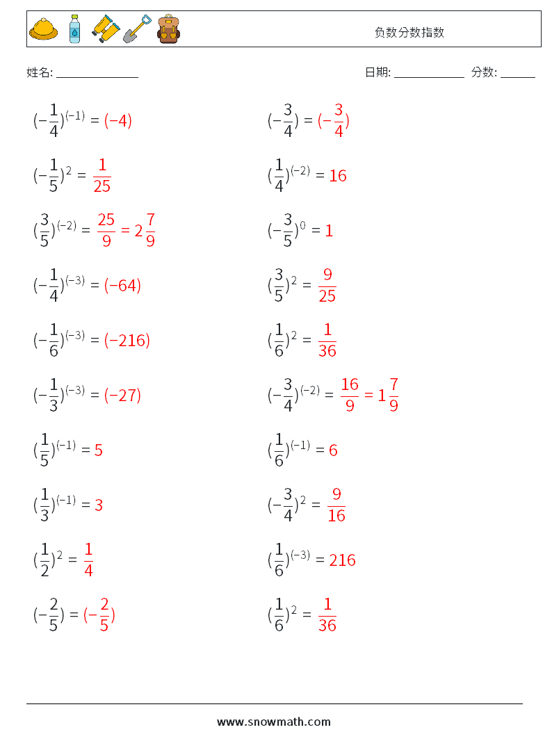 负数分数指数 数学练习题 8 问题,解答