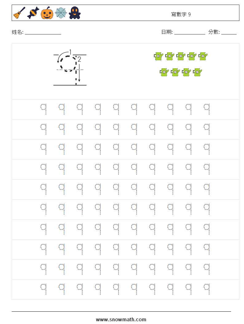 寫數字9 數學練習題1兒童數學練習國小國中數學練習題題庫下載列印 教學學習解答
